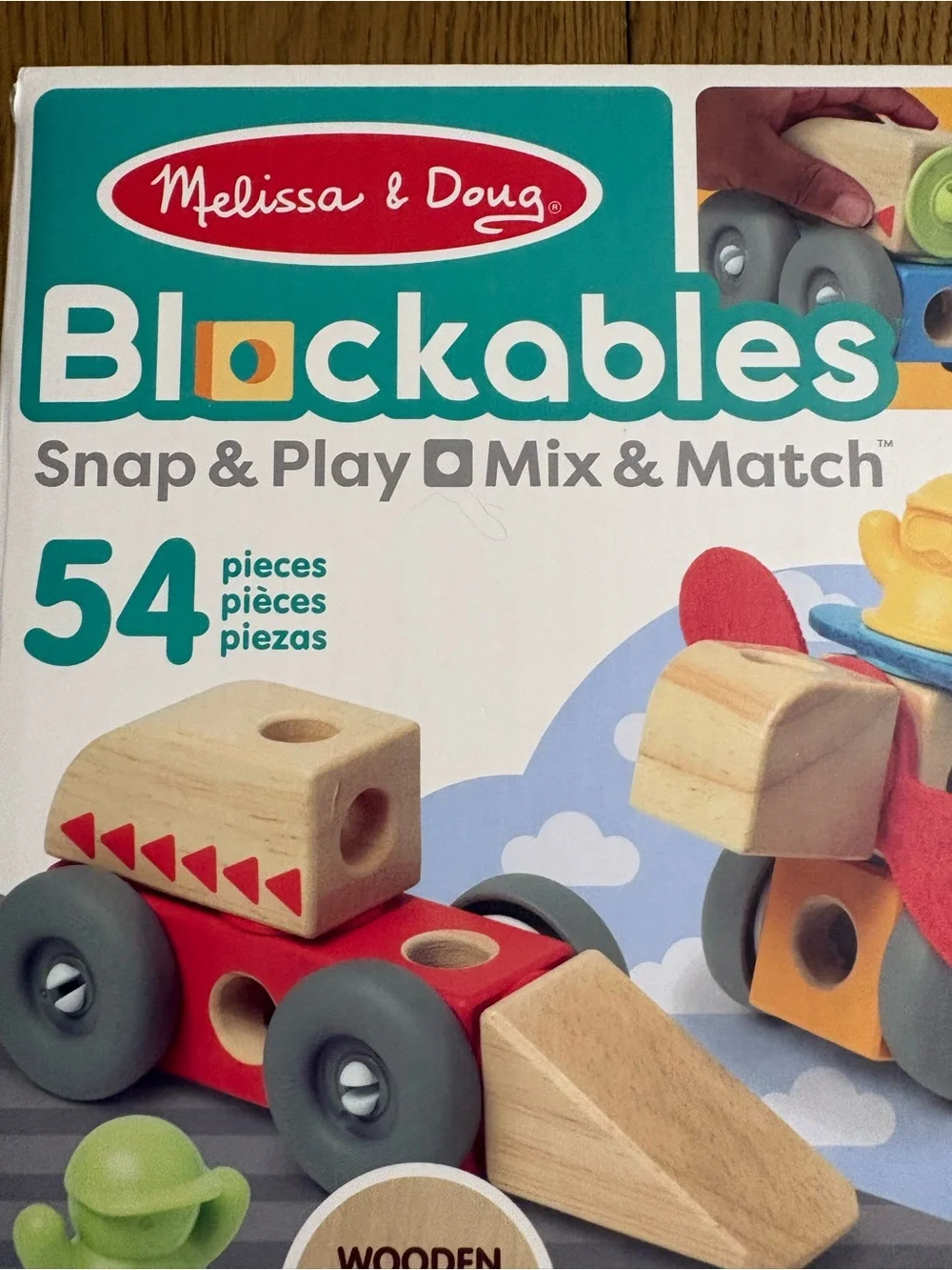 Melissa & Doug Blockables Wooden Vehicles Play Set - Red, Blue, Green, Yellow
